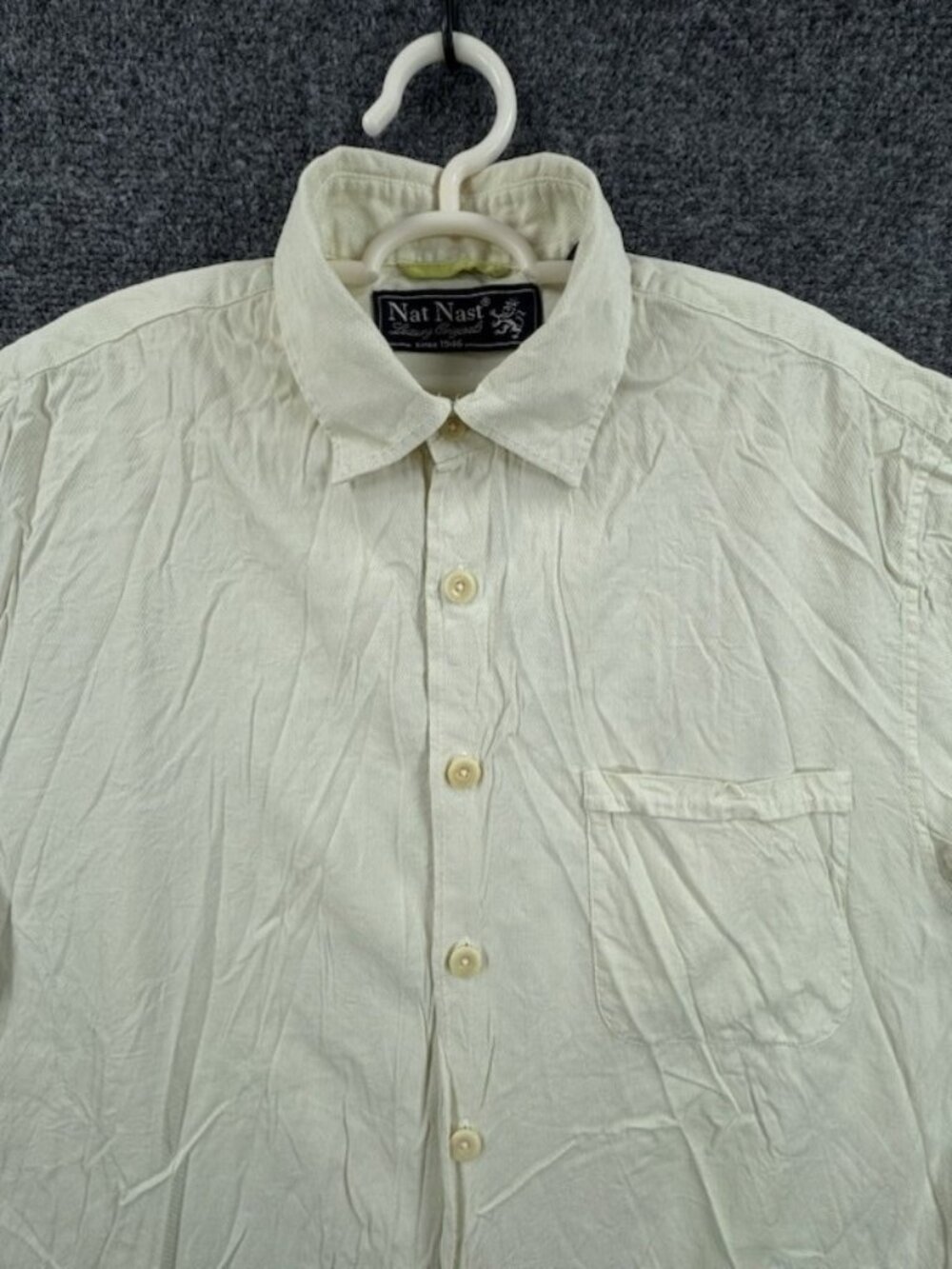 Nat Nast Silk Cotton Short Sleeve Medium Yellow Shirt Pocket Mens Bowling Adult